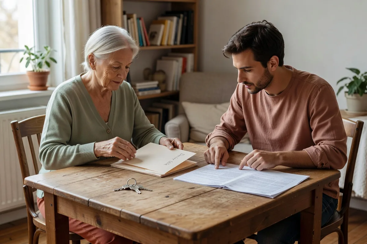Scène de vie illustrant documents donnees cohabitation protection