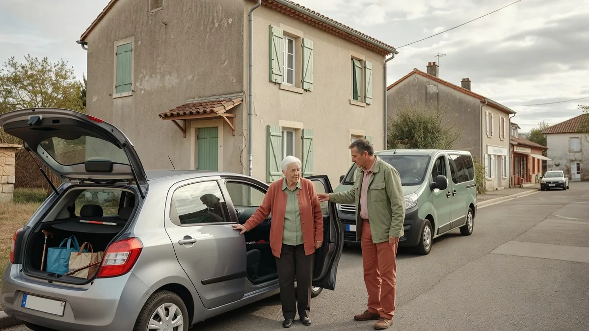 Scène illustrant transport solidaire : relier logement et bassin de vie
